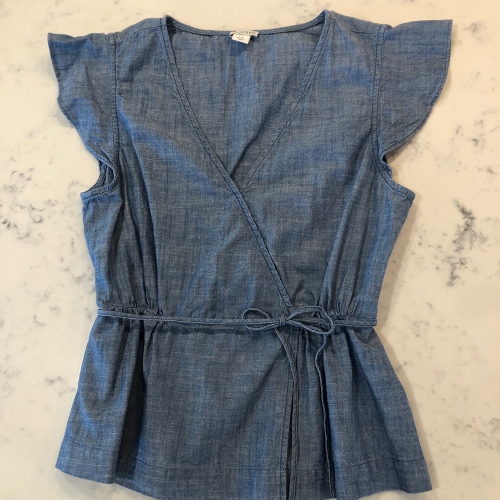 J. Crew Factory Denim Chambray Peplum Shirt